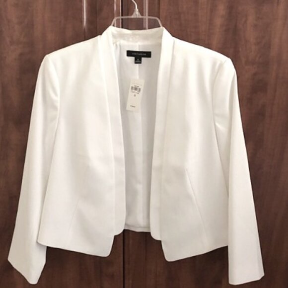 Ann Taylor, No Collar, Cropped Blazer, White, Size 6 - Picture 1 of 10